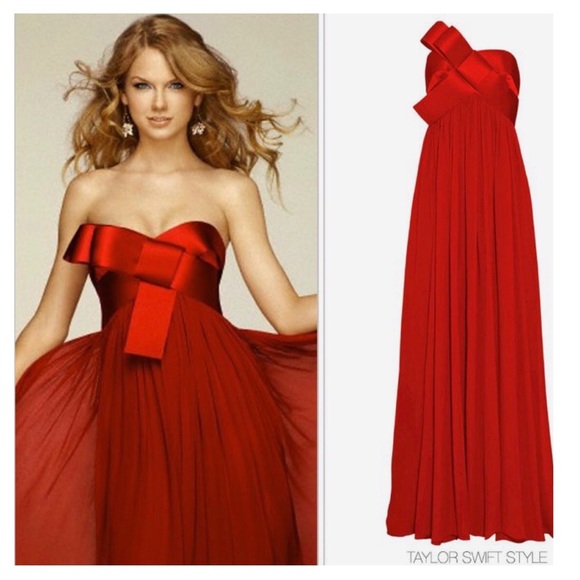 Marchesa Dresses & Skirts - Stunning MARCHESA Red Bow Bust Formal Gown Dress